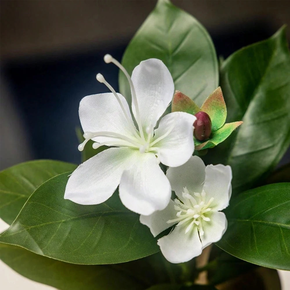 Artificial azaleas indoor decor featuring realistic white flowers and lush green leaves