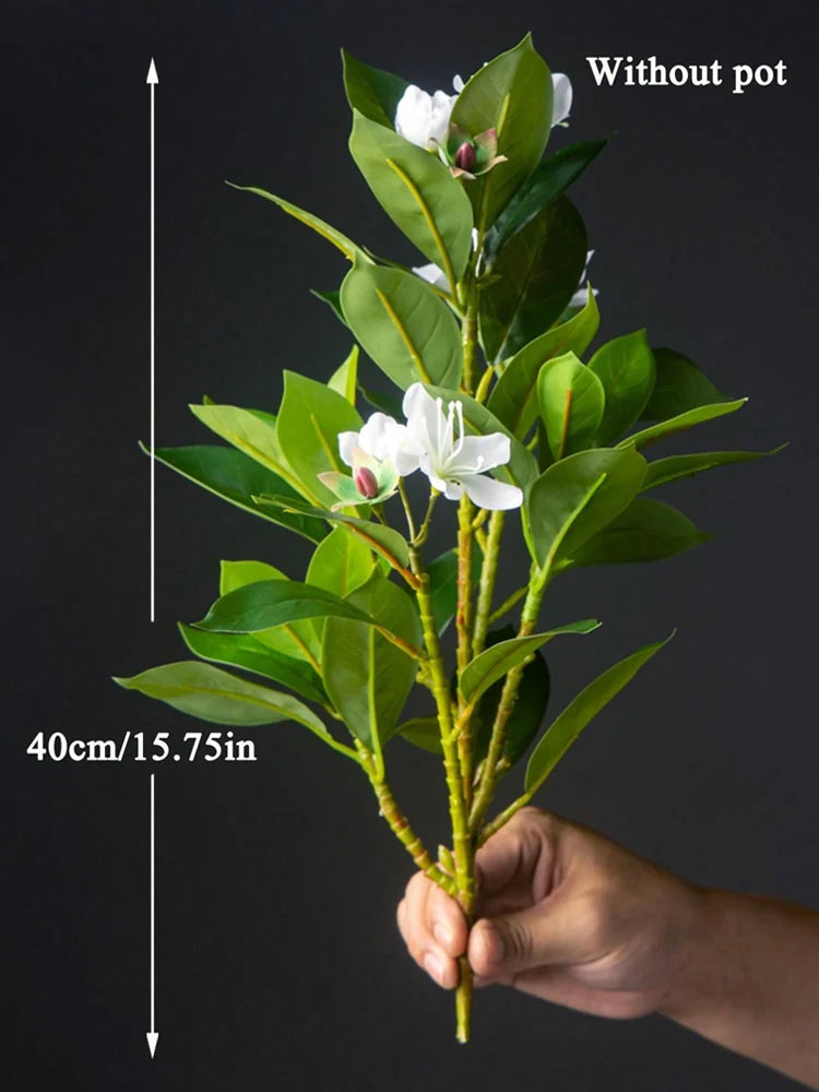Artificial azaleas indoor decor in a hand, showcasing vibrant colors and realistic leaves, 40cm tall.
