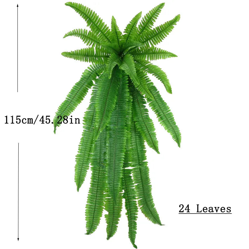 Artificial Green Hanging Plant with 24 Leaves and 115cm Length for Home Decor