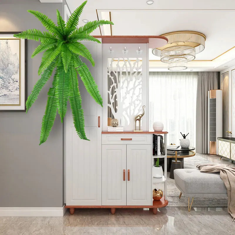 Modern Mağazam Storage Cabinet with Decorative Fern Plant for Stylish Home Organization