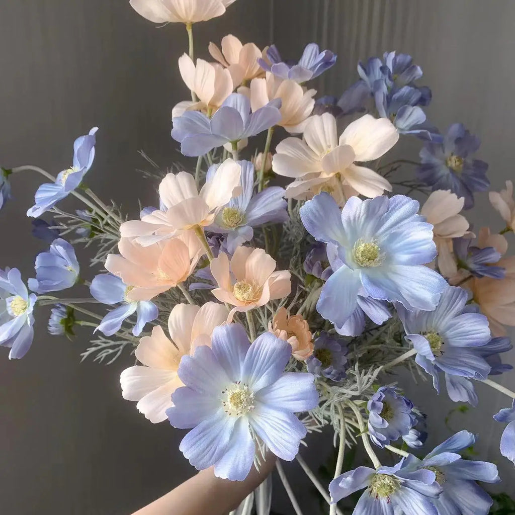 Mağazam Floral Arrangement with Soft Blue and Peach Flowers for Home Decor