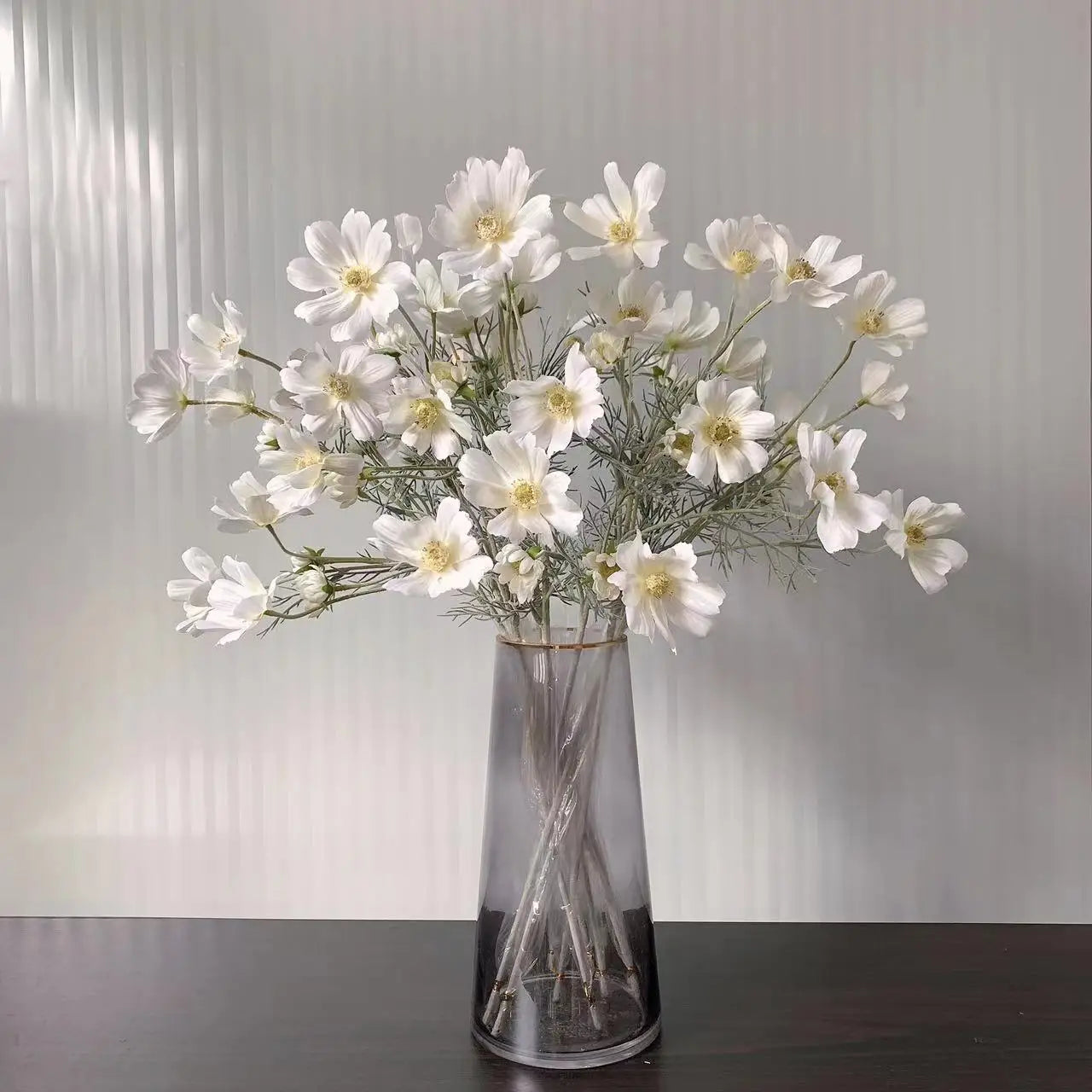 Artificial White Flower Arrangement in a Clear Vase for Home Decor