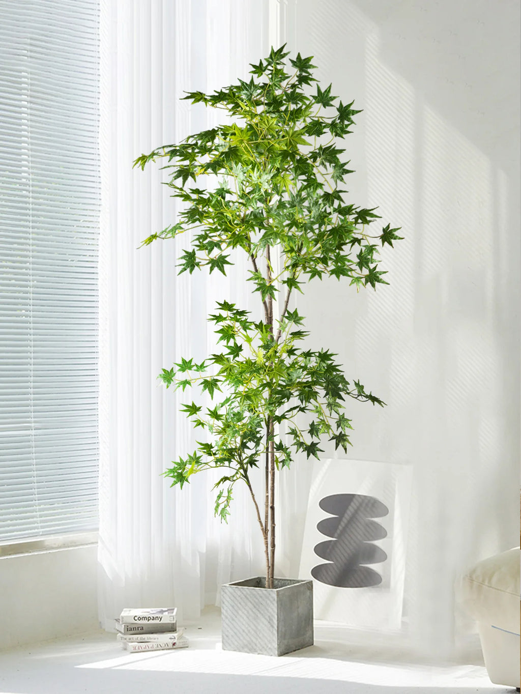 Artificial Maple Tree in Decorative Gray Planter for Home Decor and Indoor Styling