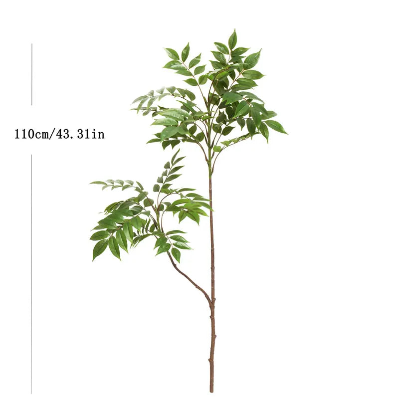 Artificial Green Leaf Stem 110cm Tall for Home Decor and Floral Arrangements
