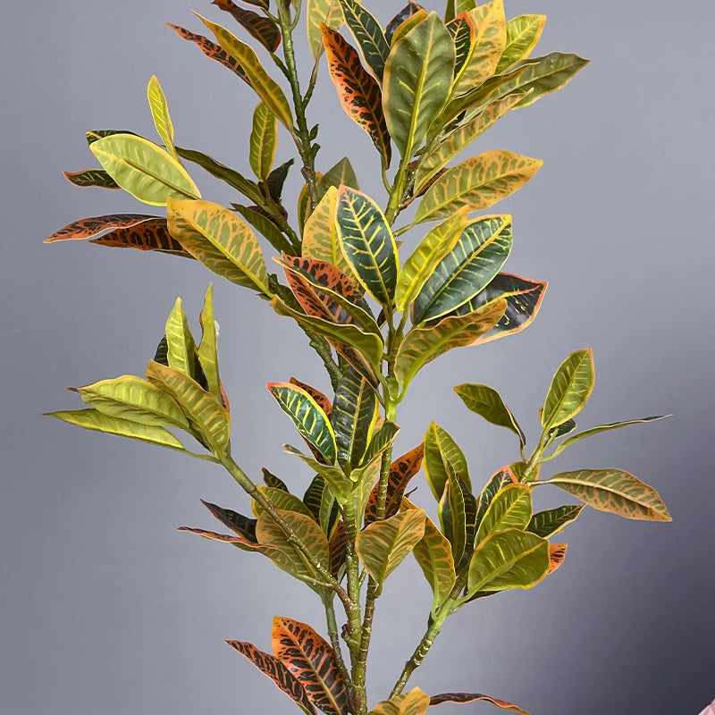  Artificial Ficus Plant with Vibrant Green and Orange Leaves for Home Decor