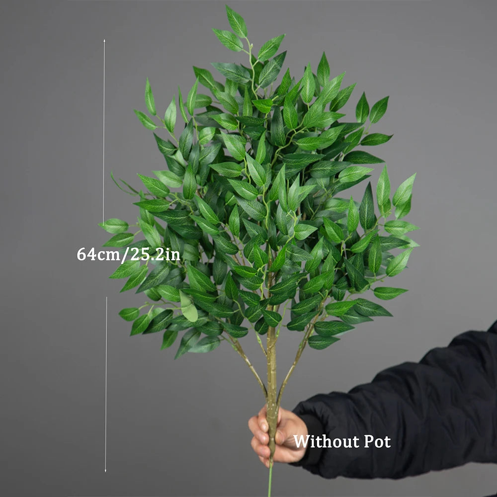 Artificial Green Leaf Branch 64cm with Realistic Leaves, Perfect for Home Decor