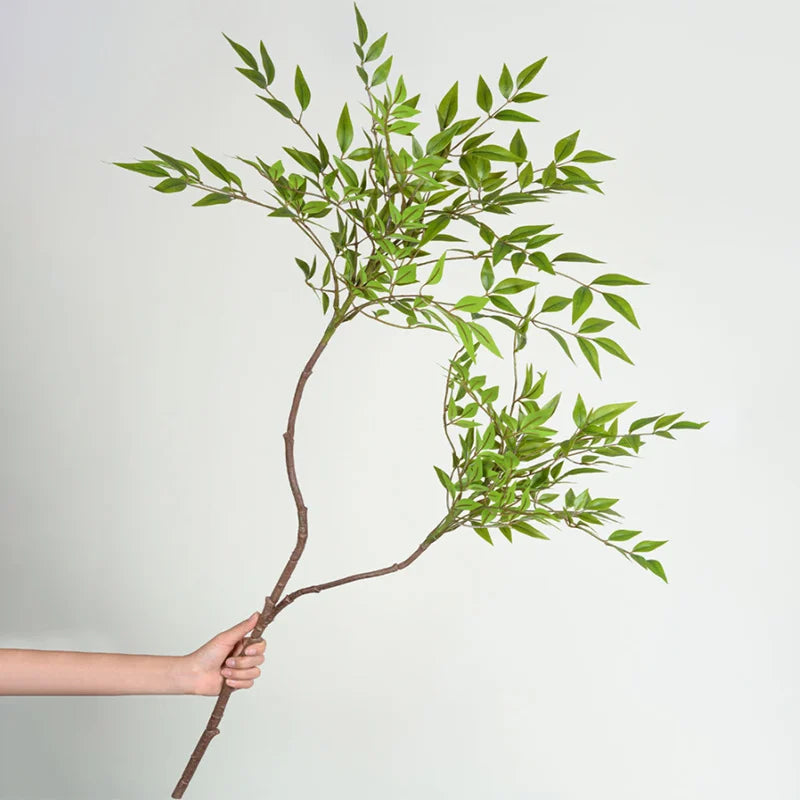 Artificial Green Leaf Branch with Realistic Textures for Home Decor and Arrangements