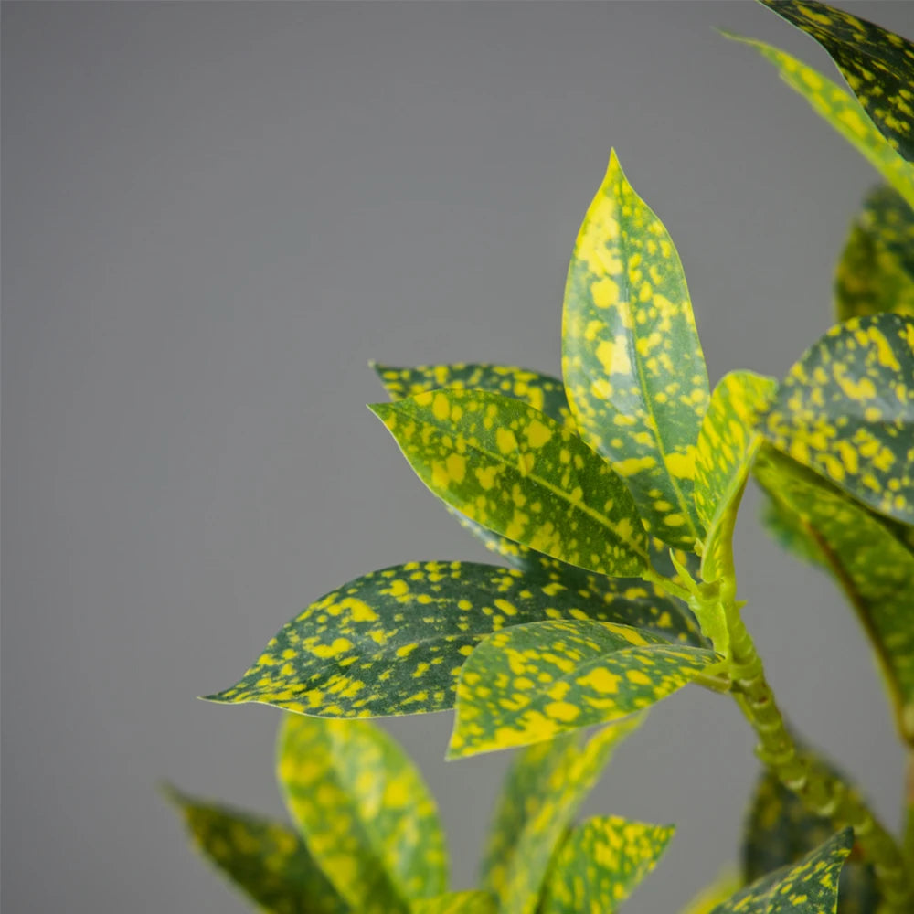 Artificial Green and Yellow Speckled Plant Leaves for Indoor Decor