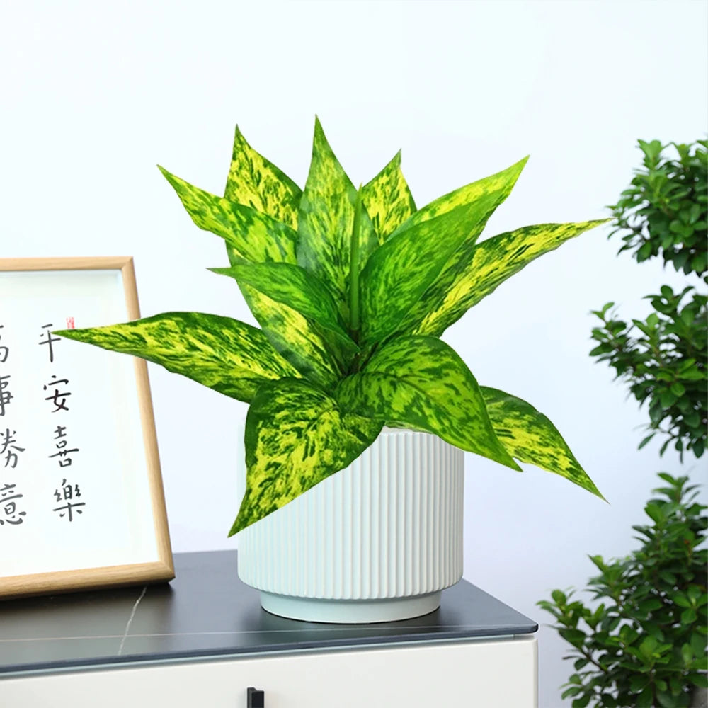 Jannaflora Indoor Decorative Plant in White Pot with Lush Green Leaves for Home or Office Decor