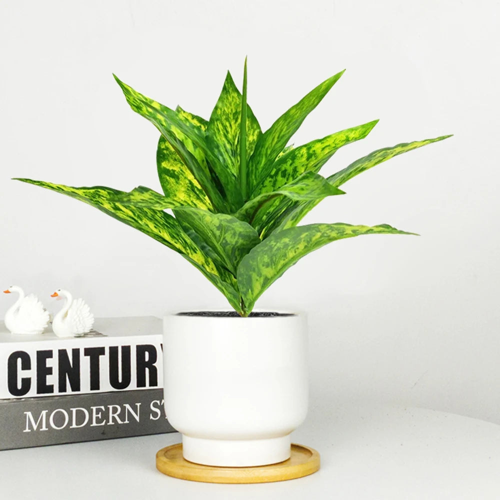 Jannaflora Indoor Decorative Plant in White Ceramic Pot with Green Leaves for Home Decor