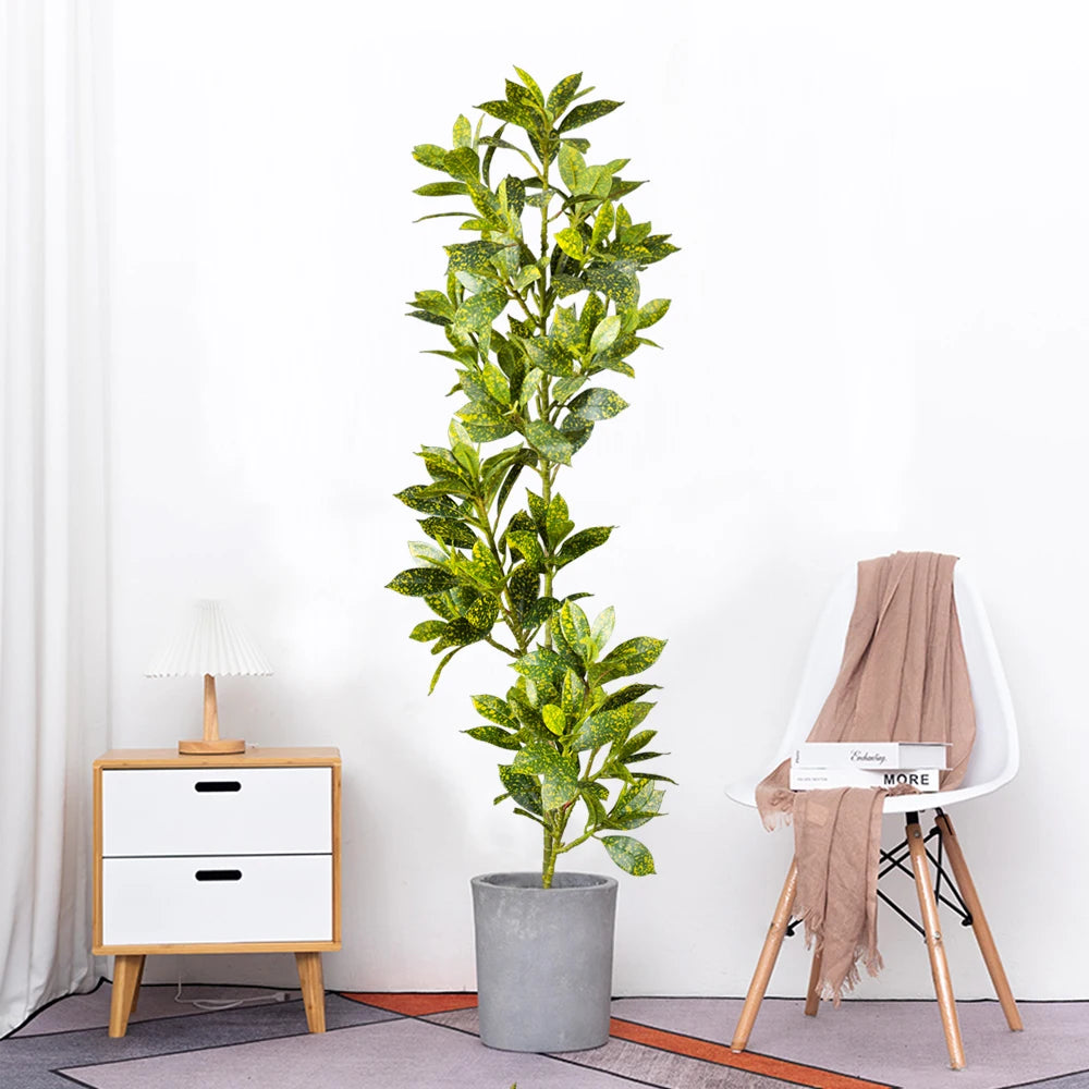 Artificial Ficus Plant in Grey Pot for Home Decor and Indoor Decoration