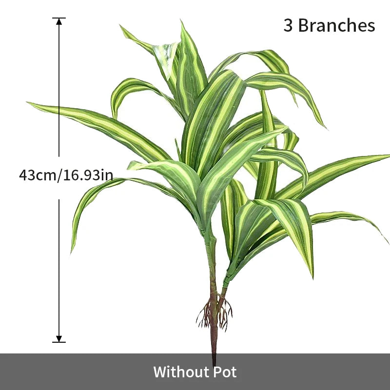 Green Artificial Potted Plant with 3 Branches, 43cm Tall, Perfect for Home Decor