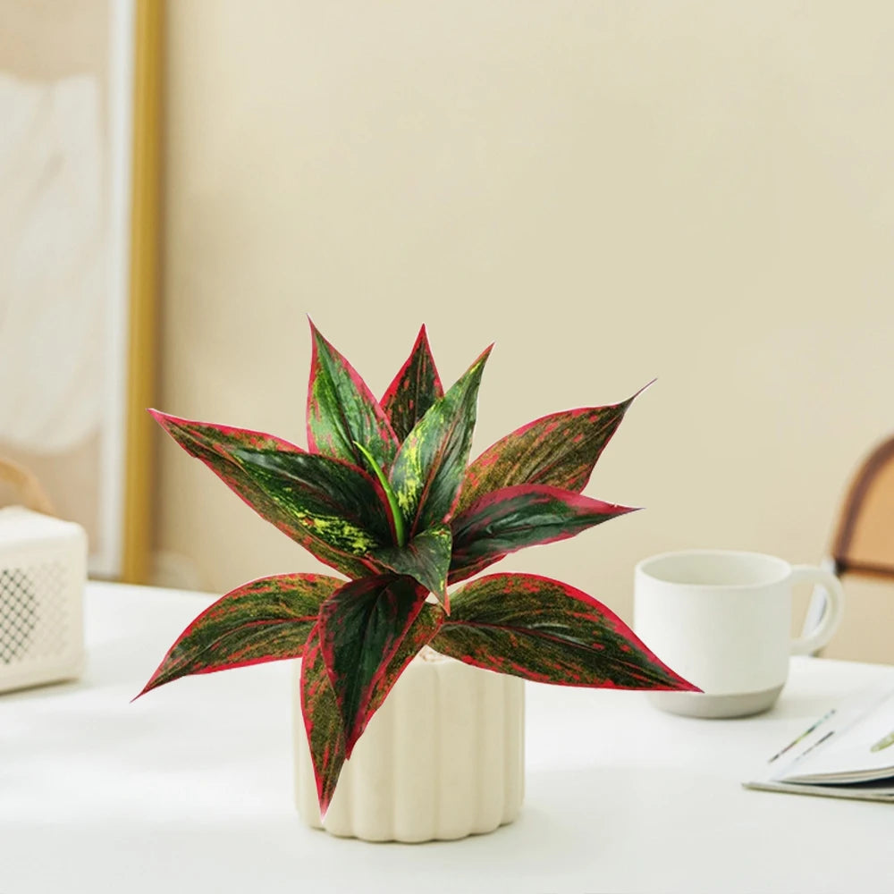 Colorful Mağazam Decorative Potted Plant with Vibrant Green and Red Leaves for Home Decor