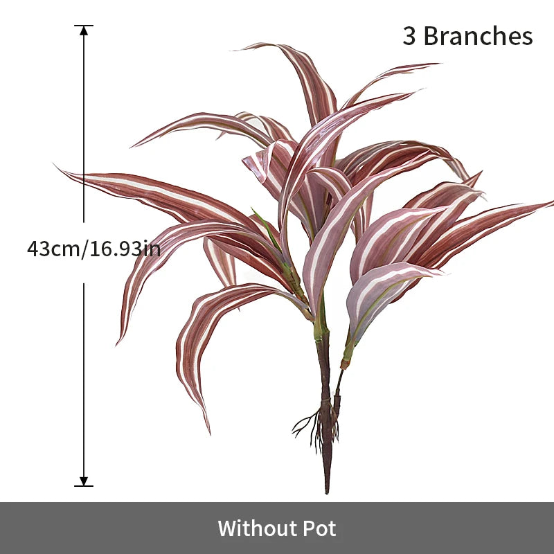 Artificial Plant with Three Branches in Pink and Green, 43cm Tall, Perfect for Home Decor