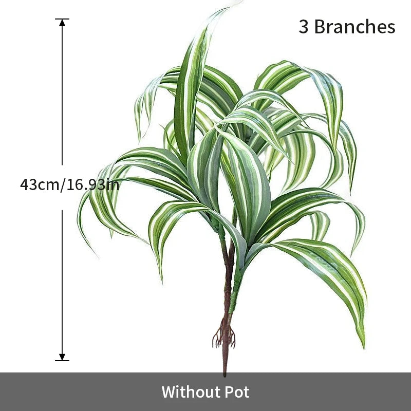 Artificial Green Plant with Three Branches, 43cm Tall, Ideal for Home Decor