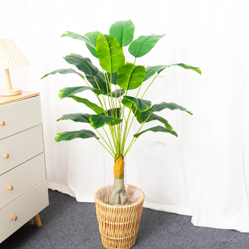 Artificial Banana Plant in Woven Basket for Home Decoration and Interior Design