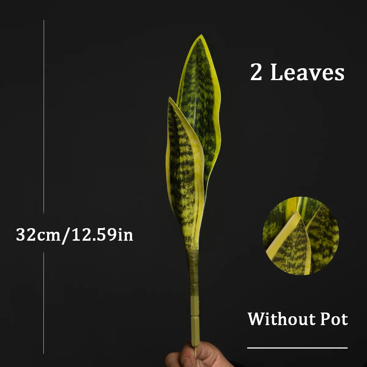 Mağazam artificial snake plant decor with two realistic leaves, 32cm tall without pot