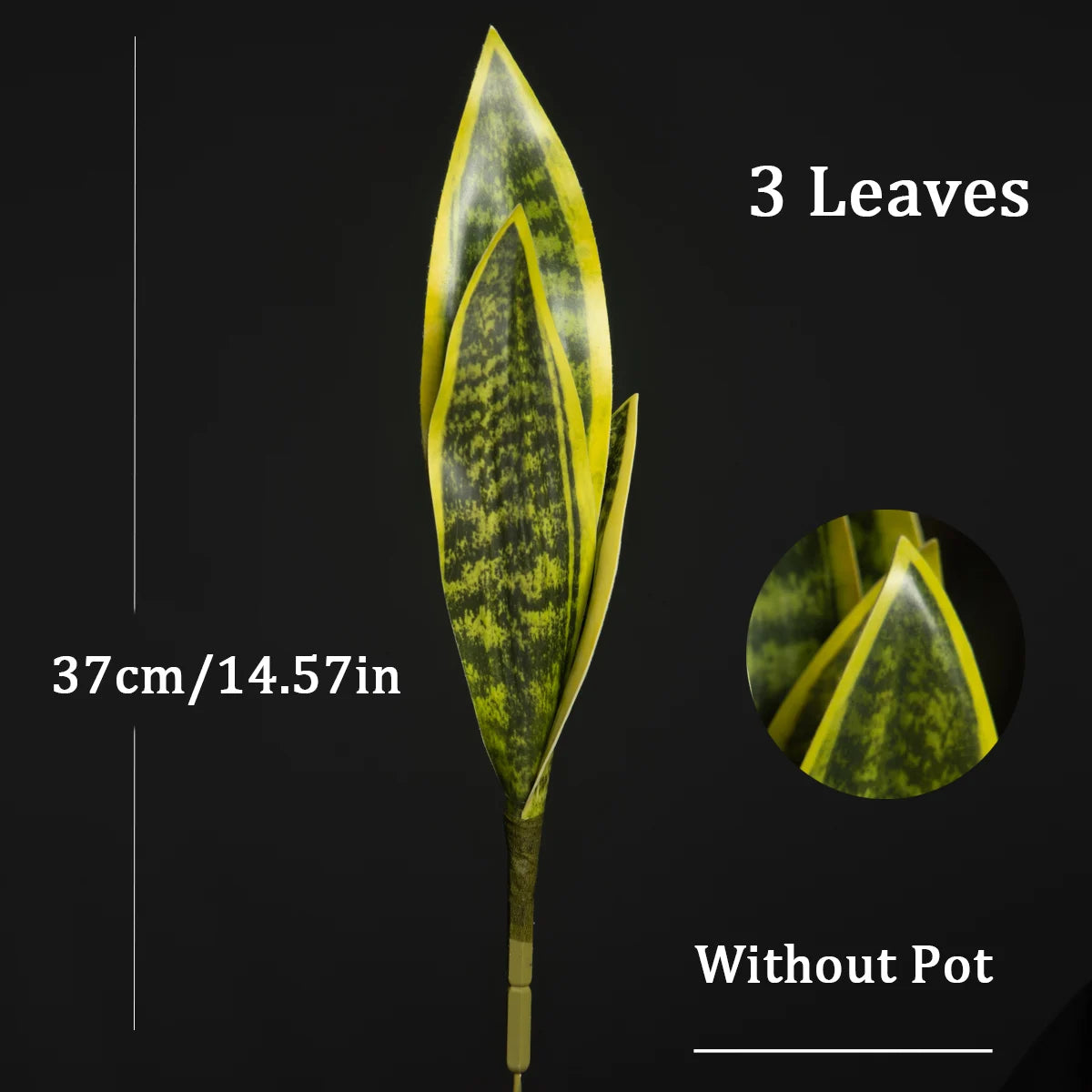 Artificial snake plant decor with three vibrant leaves for stylish home or office arrangement