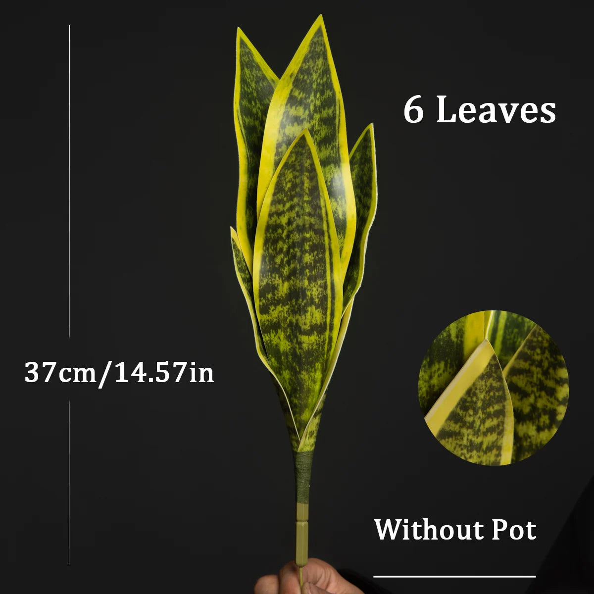 37cm artificial snake plant decor with six realistic leaves in vibrant green colors