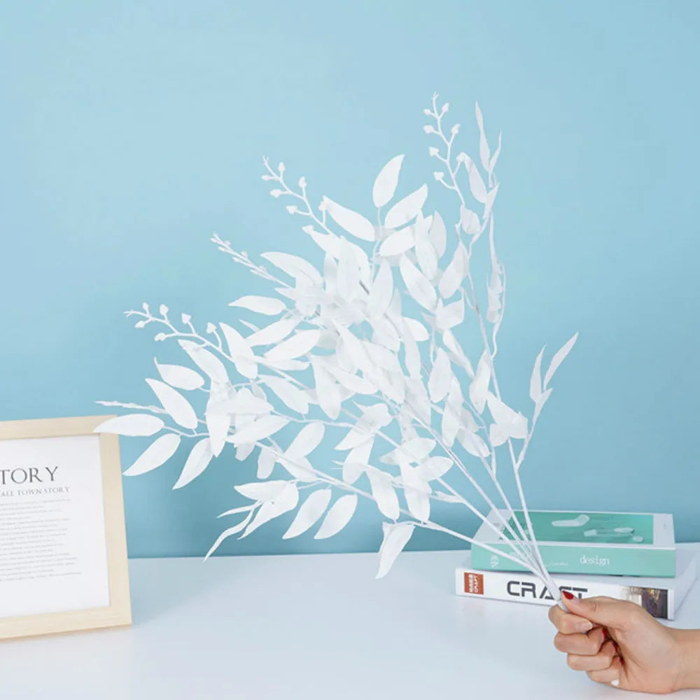 Elegant artificial white flower decoration with detailed leaves for home or event styling