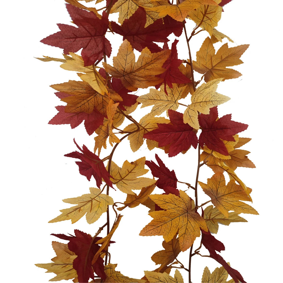 Autumn Leaf Garland with Red and Yellow Leaves for Seasonal Home Decor