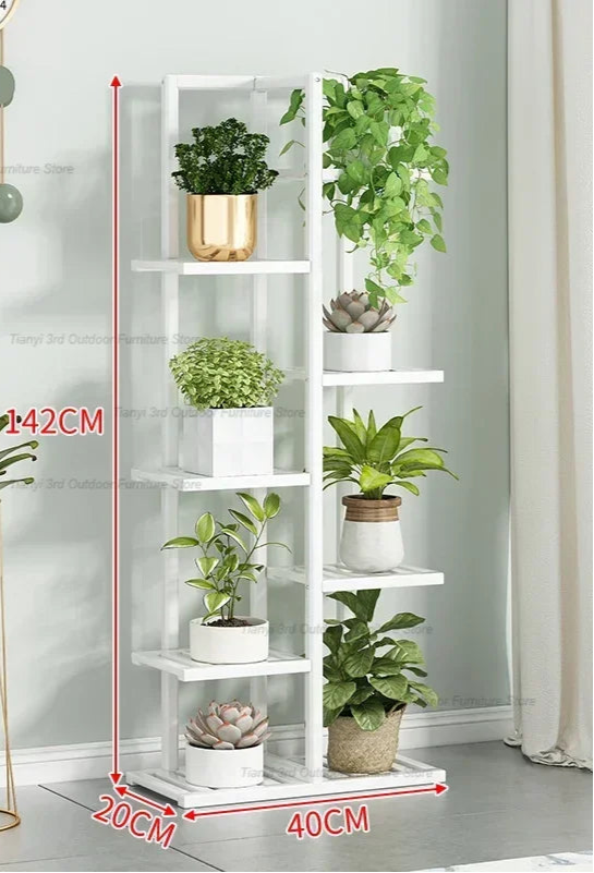 Mağazam white balcony indoor garden plant stand with multiple shelves for various plants