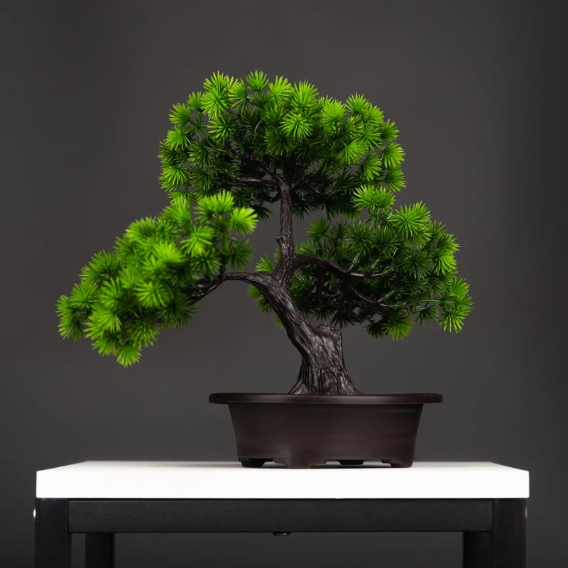 Lifelike Mağazam Bonsai Tree in Brown Pot with Vibrant Green Foliage for Home Decor