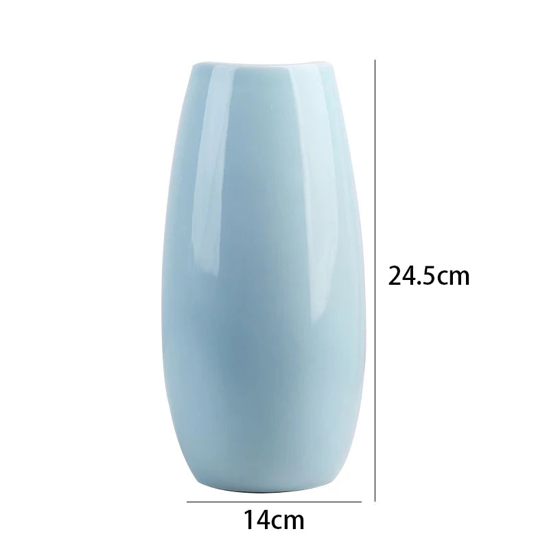 Light Blue Ceramic Vase by Mağazam, 24.5cm tall, ideal for floral arrangements and home decor