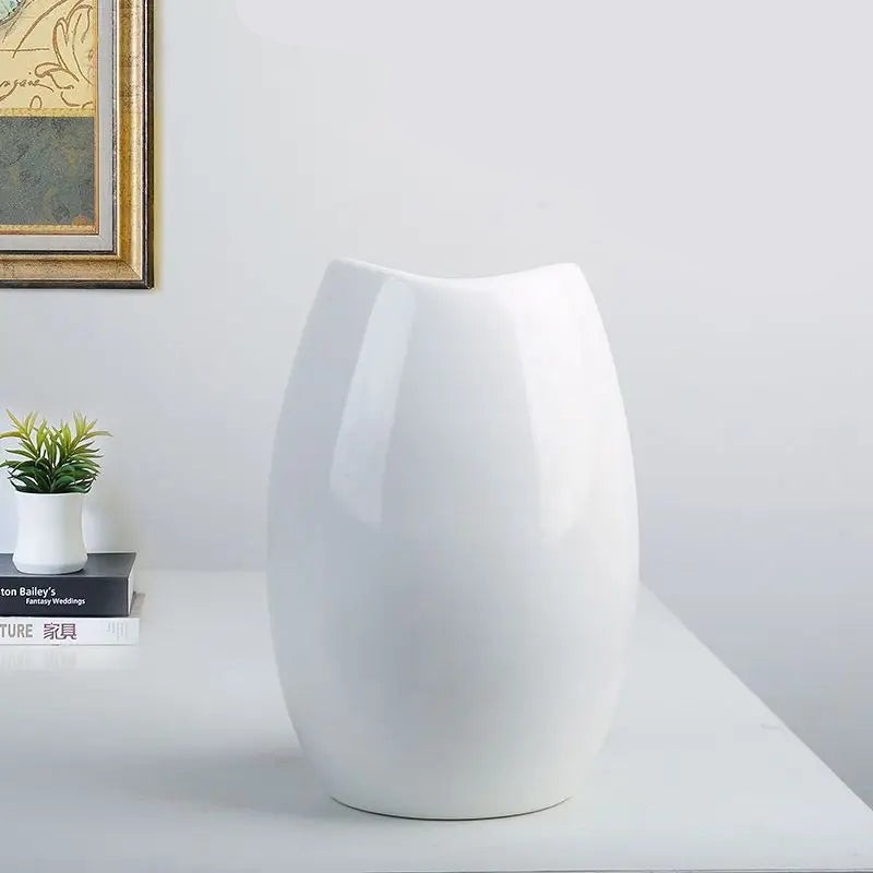 Minimalist White Ceramic Vase from Mağazam Perfect for Home Decor and Flower Arrangements