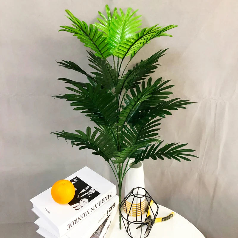 Artificial tropical palm tree in a vase, perfect for home decor and indoor greenery
