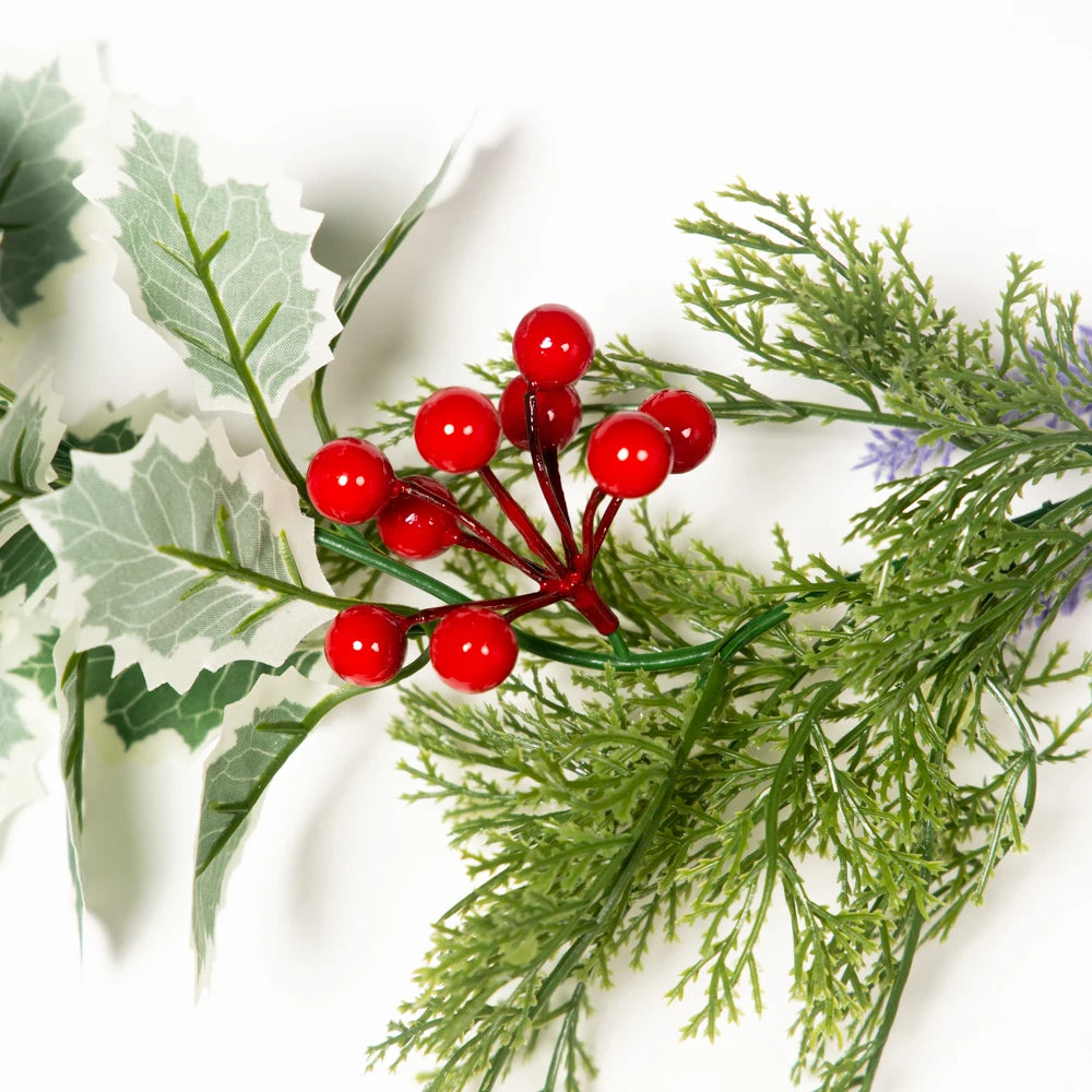 Artificial Christmas Holly and Berry Branch for Festive Holiday Decor