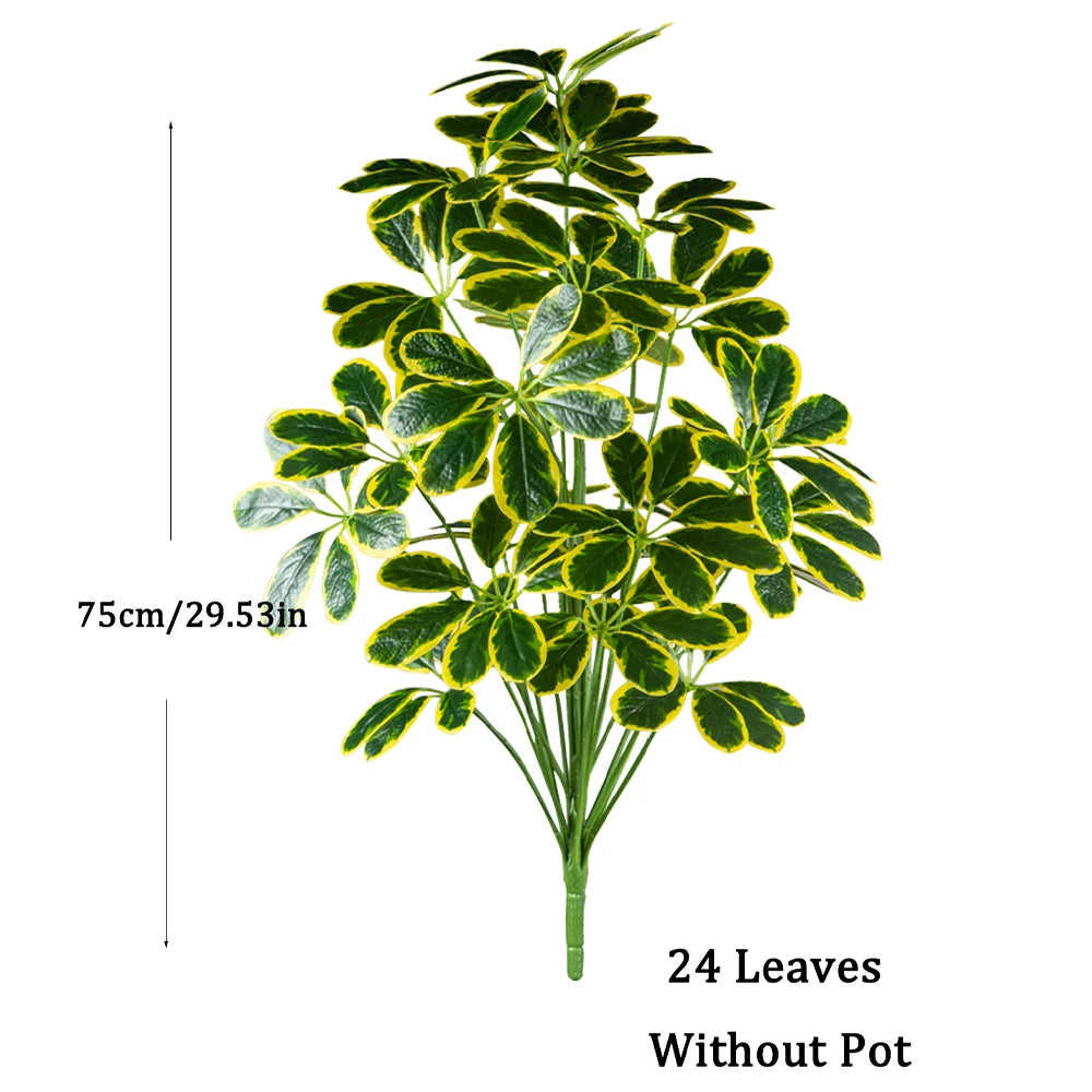 Artificial Green Indoor Plant with 24 Leaves, 75cm Tall for Home Decor