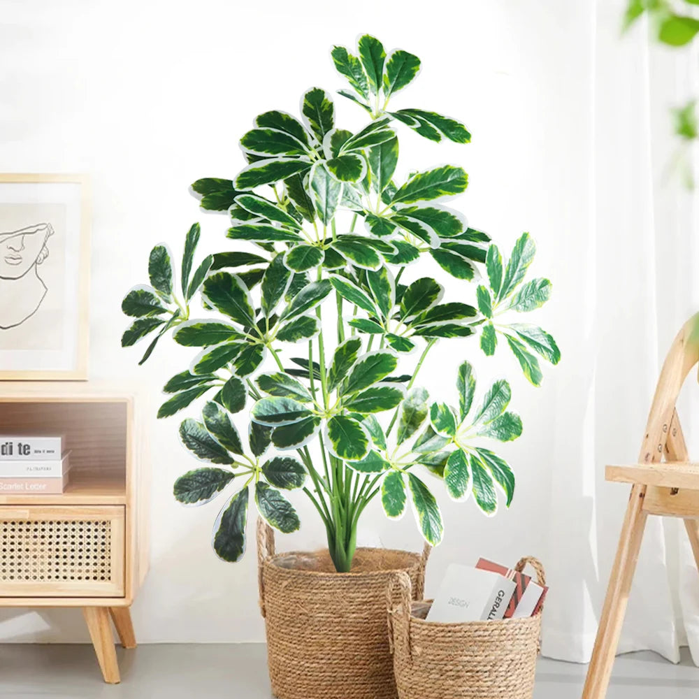 Faux Fiddle Leaf Fig Tree in a Natural Woven Basket for Home Decor