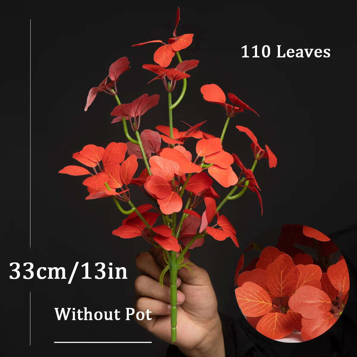 Artificial Red Leaf Bouquet from Mağazam with 110 Leaves, 33cm for Home Décor