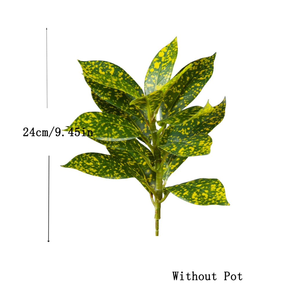 Artificial Greenery Leaf Stem from Mağazam, 24cm long with vibrant yellow spots for home decor