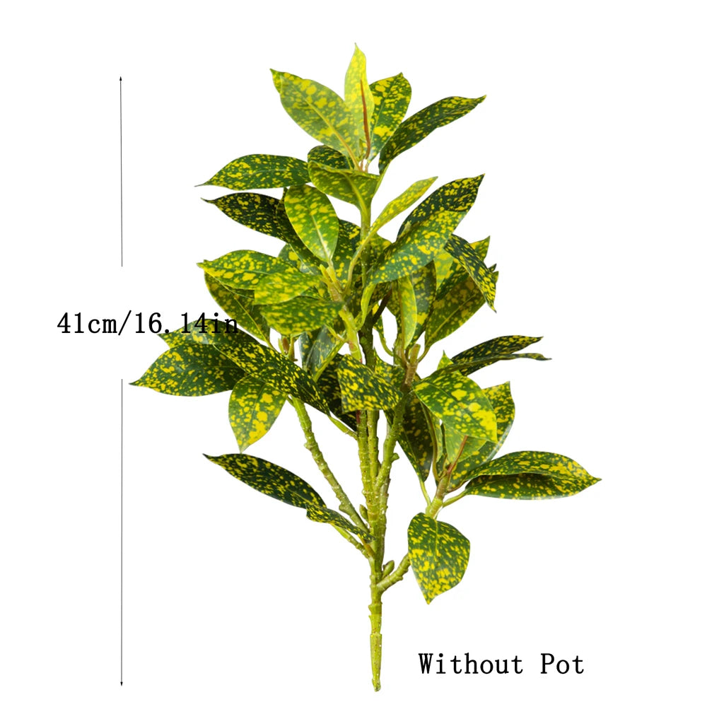Artificial 41cm Potted Plant by Mağazam with Green and Yellow Leaves for Home Decor