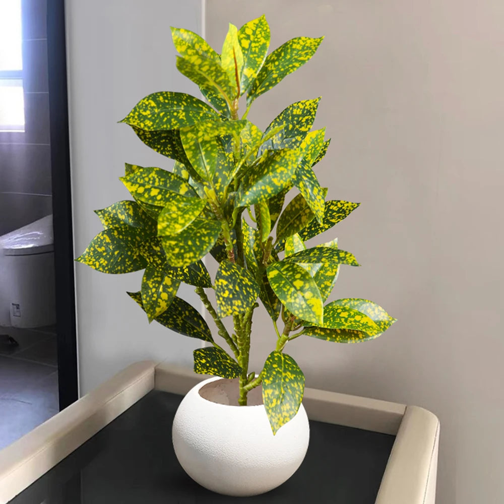 Artificial Potted Plant with Bright Green Leaves for Home or Office Decor