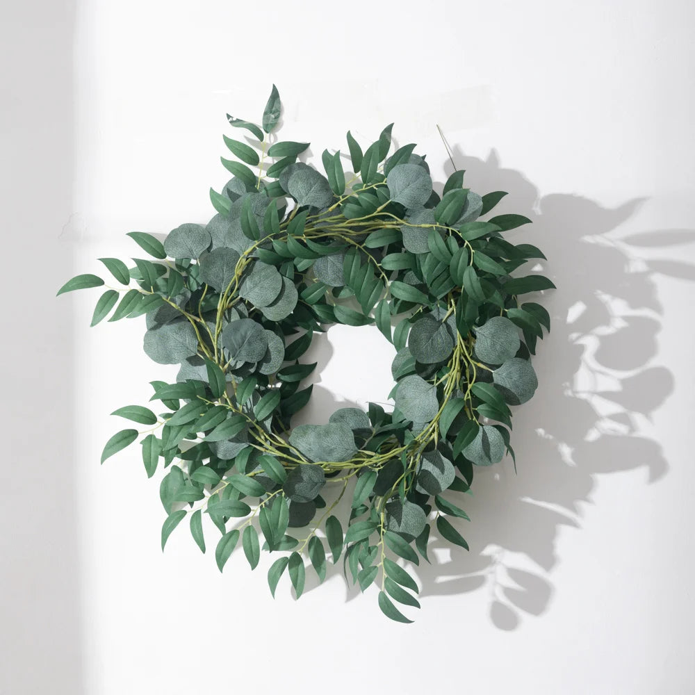Artificial Eucalyptus Wreath by Mağazam with Green Leaves for Home Decoration
