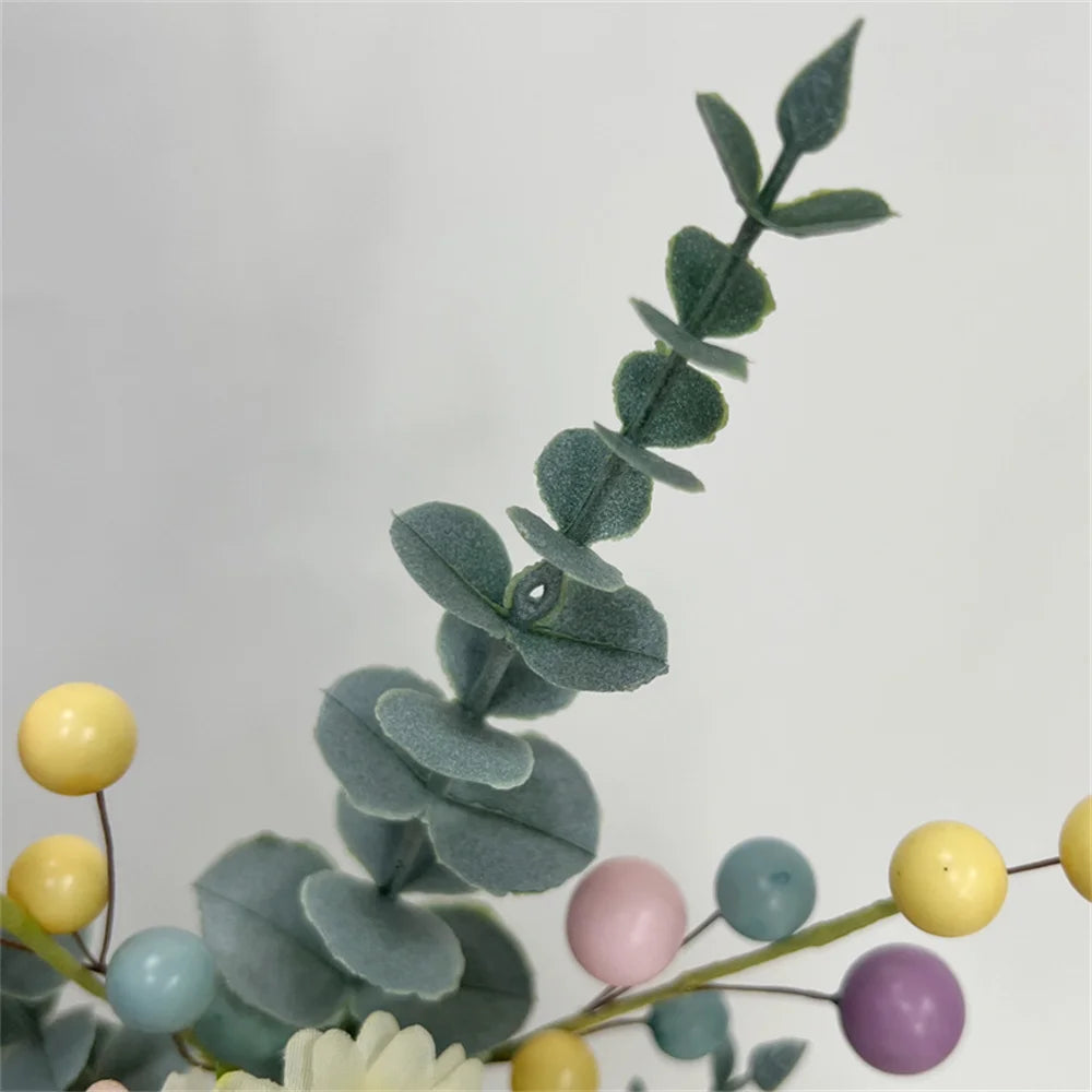 Decorative Faux Plant with Colorful Beads and Greenery for Home Decor