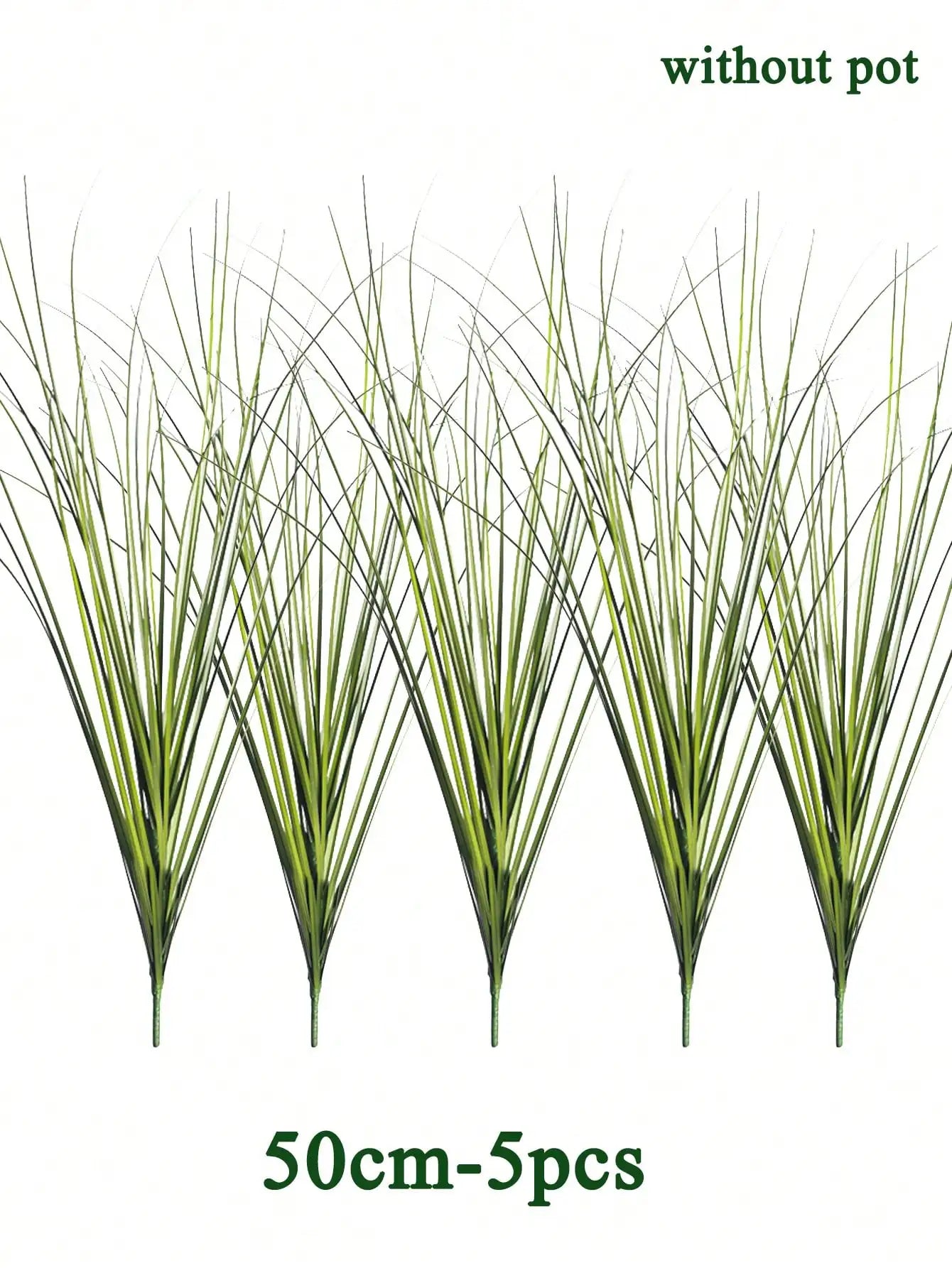 Set of 5 artificial 50cm tall fake grass plants for office, ideal for easy maintenance and greenery