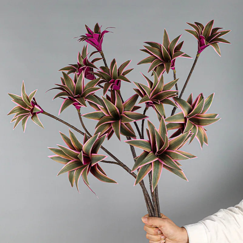 Colorful artificial plant with striking green and pink leaves for home décor from Mağazam