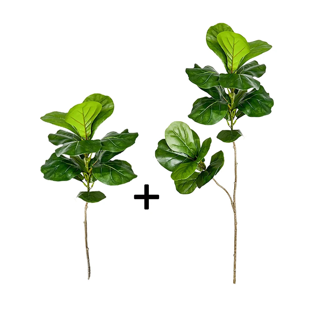 Set of faux fiddle leaf fig trees, perfect fake rubber plants for decor in your home or office