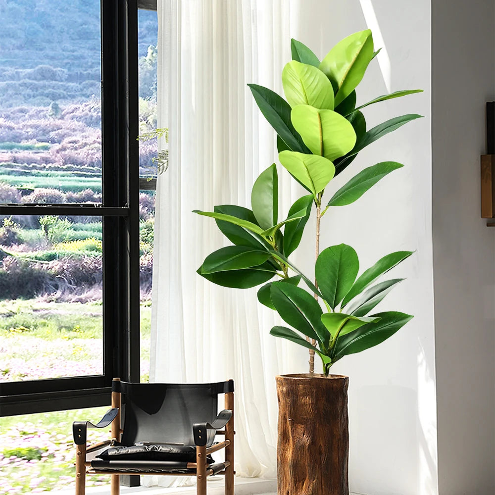 Large Faux Fiddle Leaf Fig Tree in Natural Planter, Perfect for Home Decor