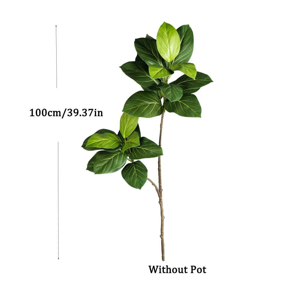 Artificial Fiddle Leaf Fig Tree Branch 100cm with Lush Green Leaves for Home Décor