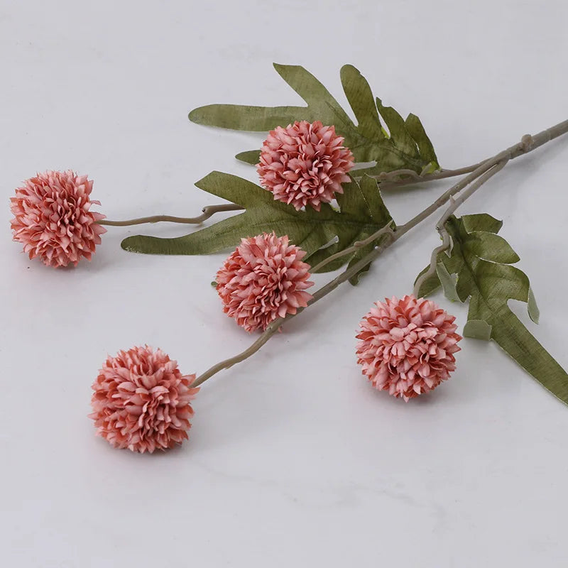 Artificial Pink Floral Stem with Green Leaves for Home Decor and Arrangements