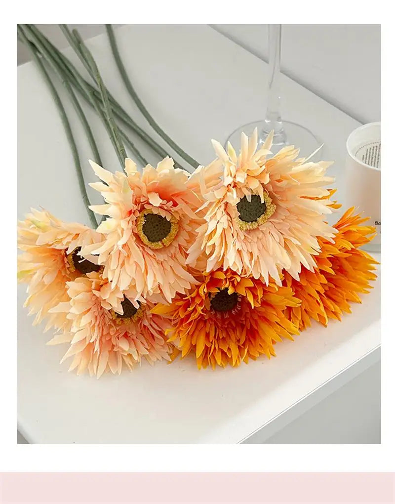 Beautiful Gerbera artificial flower 2025 bouquet in orange and peach tones for home decor