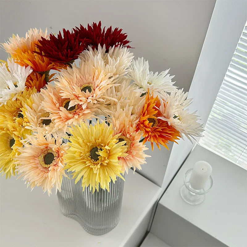 Vibrant Gerbera artificial flower 2025 bouquet in a stylish vase, perfect for home decor