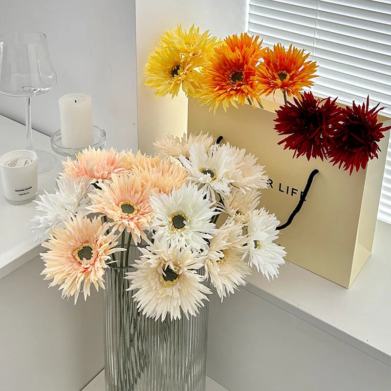 Gerbera artificial flower 2025 bouquet in a stylish vase with colorful blooms