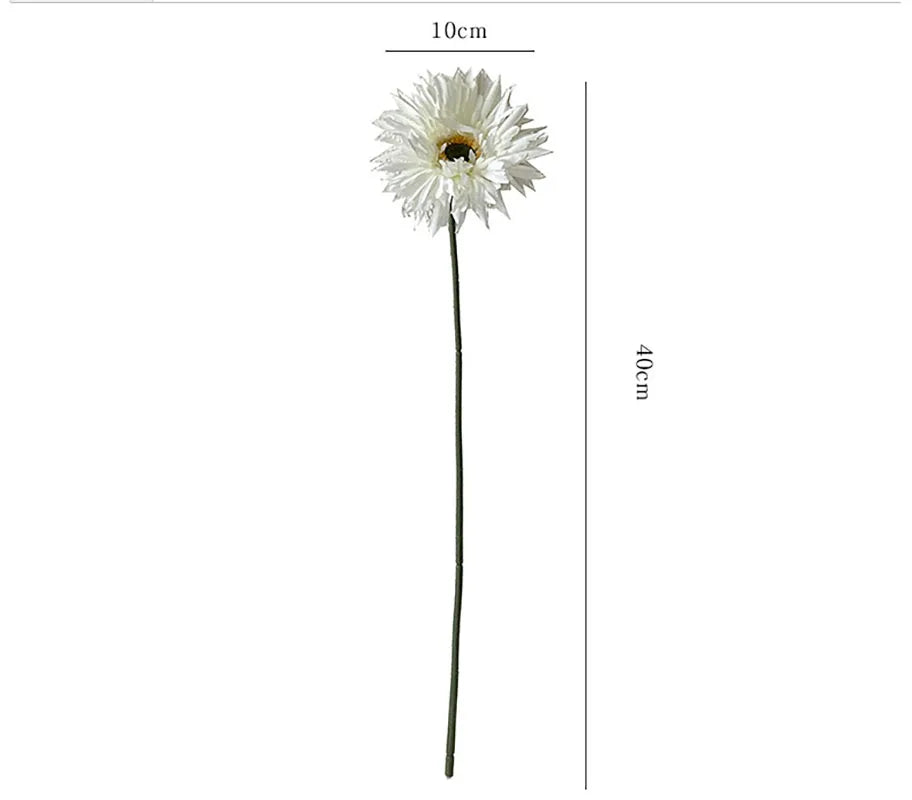 Mağazam Gerbera artificial flower 2025 in white, measuring 40cm tall and 10cm wide