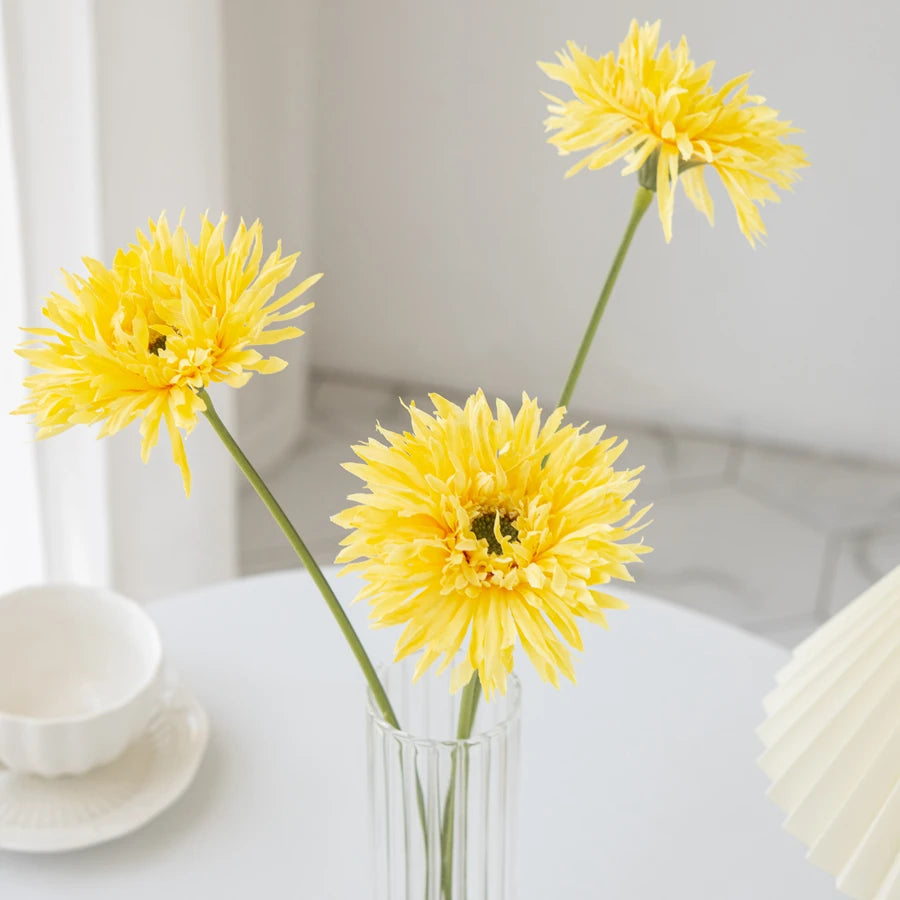 Beautiful Gerbera artificial flower 2025 in vibrant yellow, perfect for home decor arrangements
